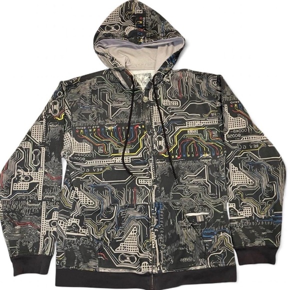 Unbranded Other - SOLD Vintage Y2K All Over Print Circuit Board Zip Up Hoodie